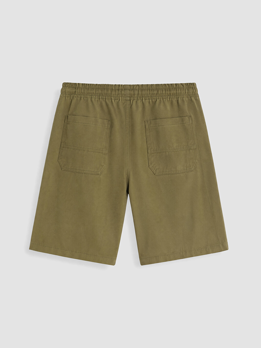 Haki Relax Fit Gabardin Erkek Şort-2