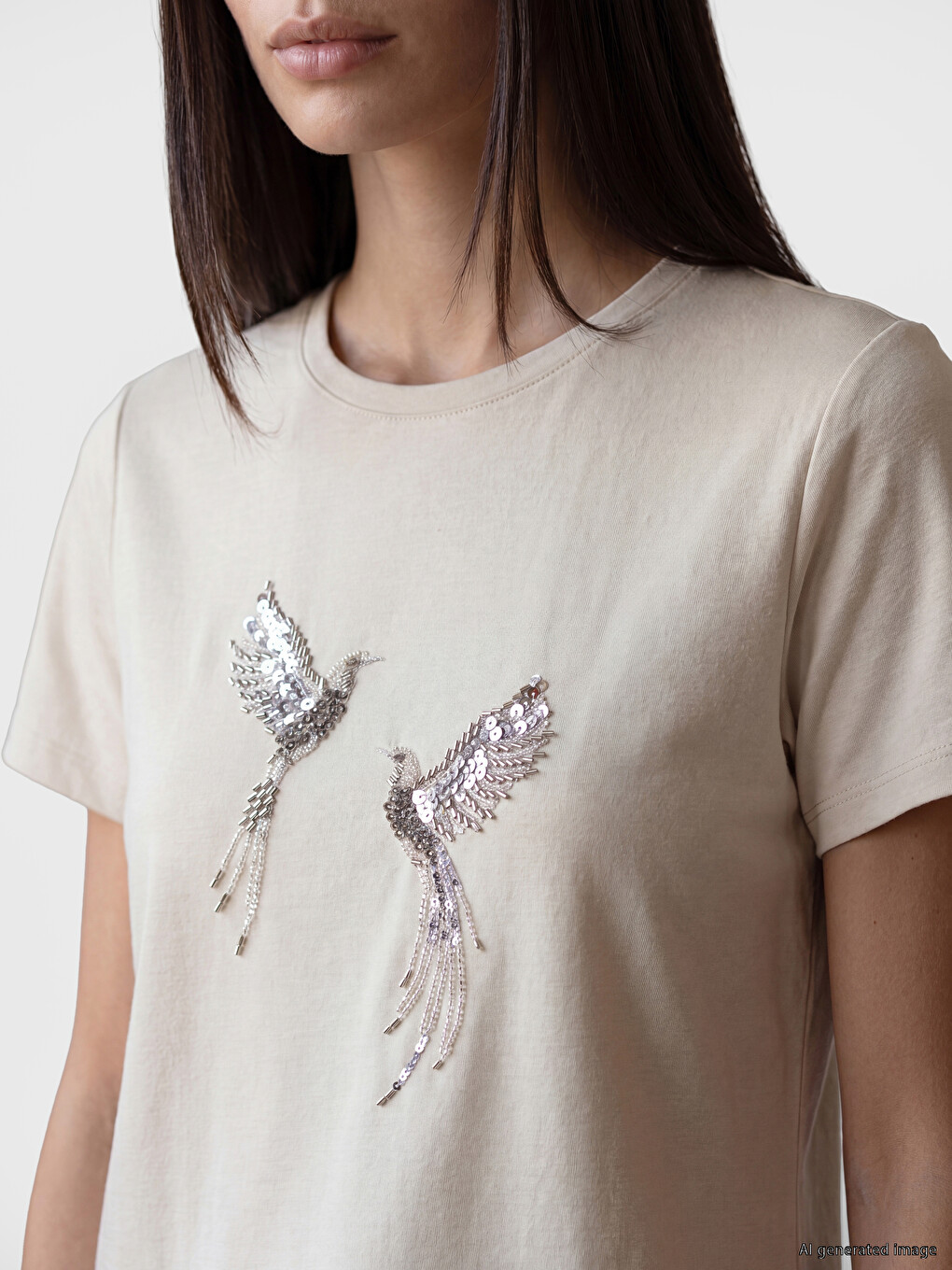 Crew Neck Embellished Blouse-2
