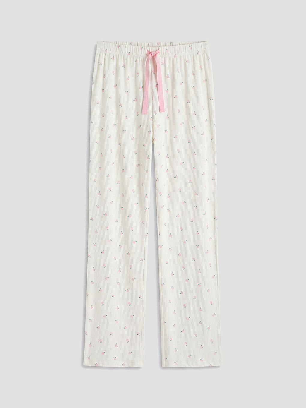 Ekru Bisiklet Yaka Baskılı Kadın Pijama Takım-3