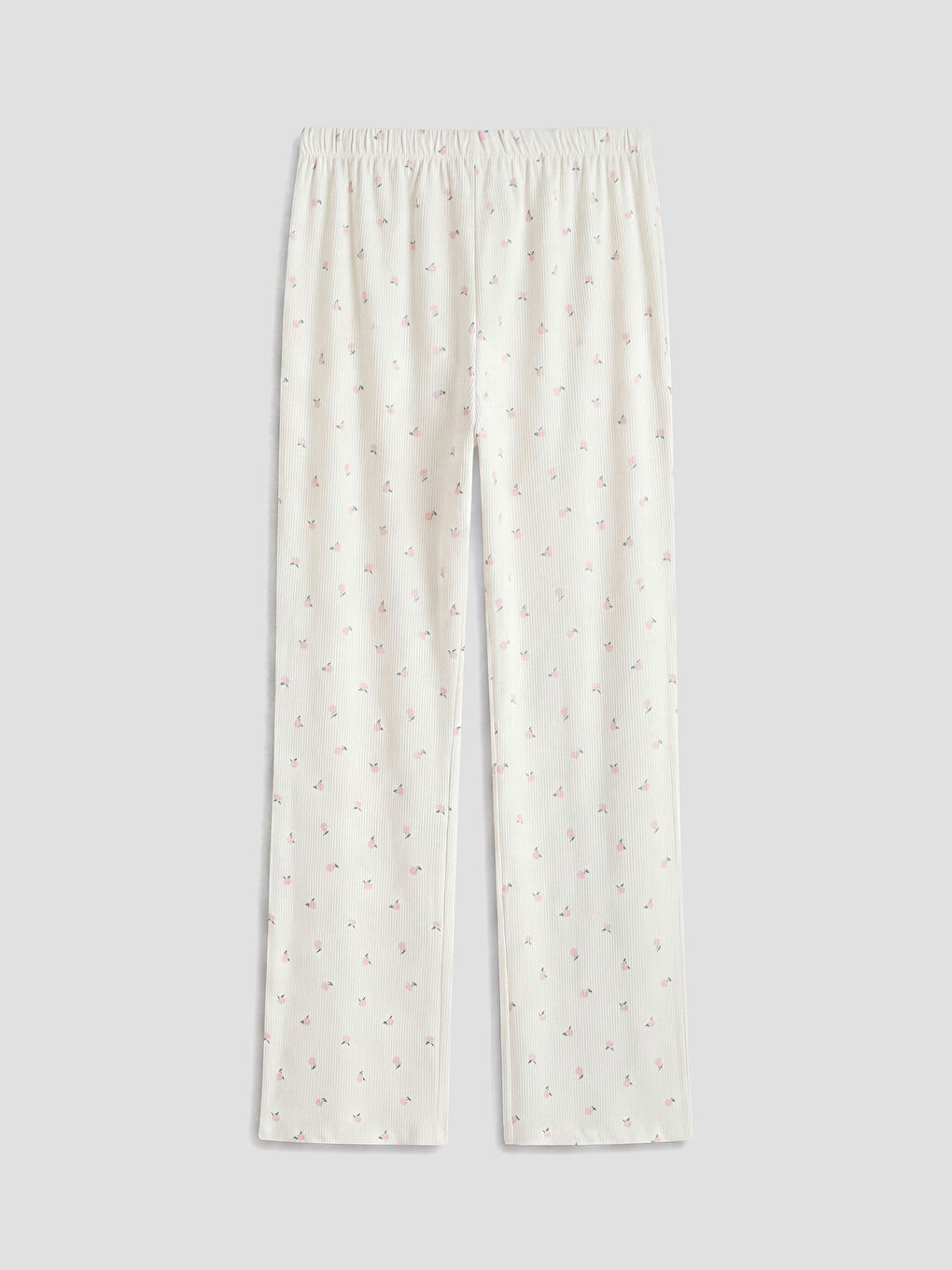 Ekru Bisiklet Yaka Baskılı Kadın Pijama Takım-4