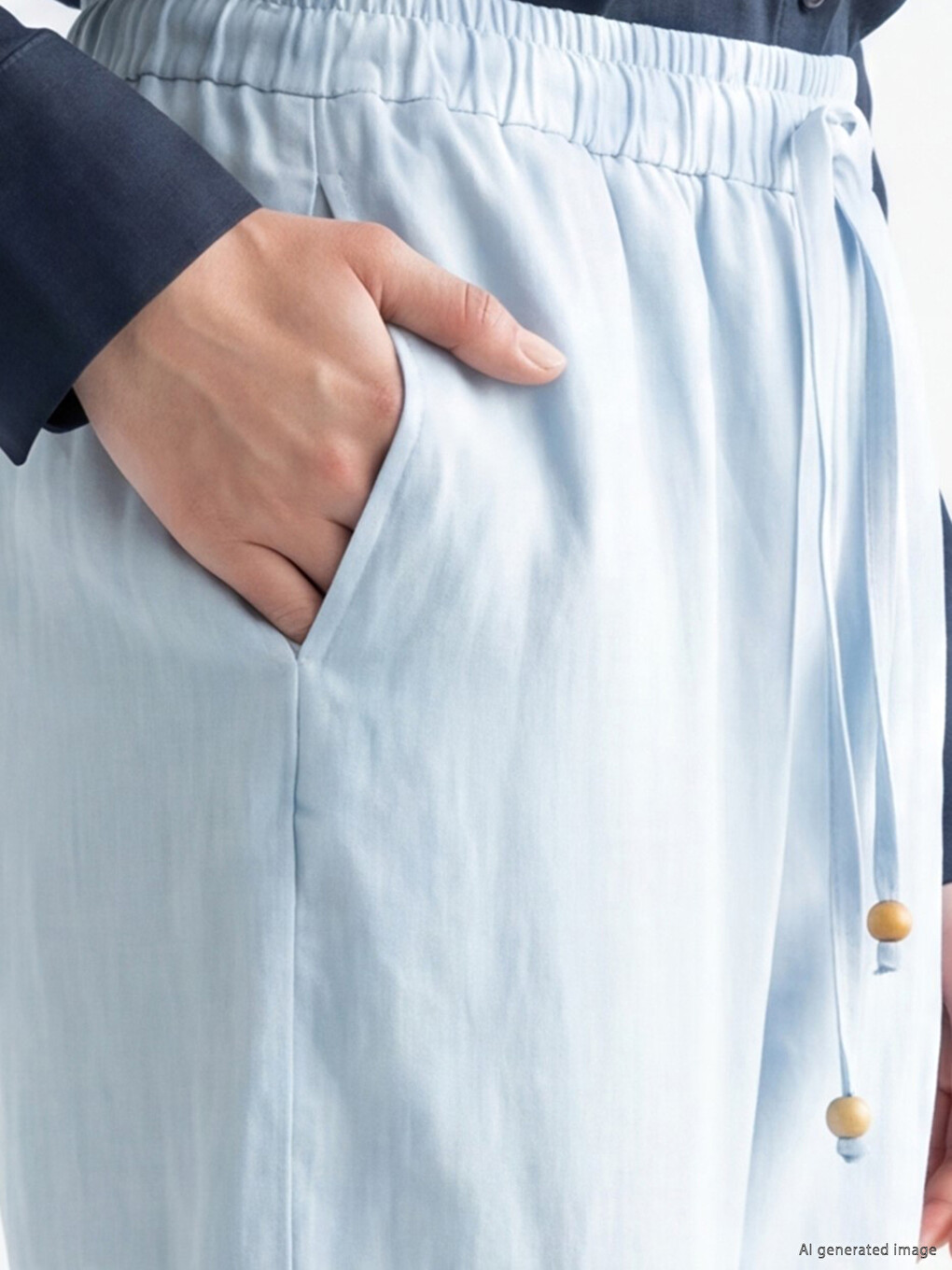 Ženske lanene pantalone sa elastičnim strukom-2