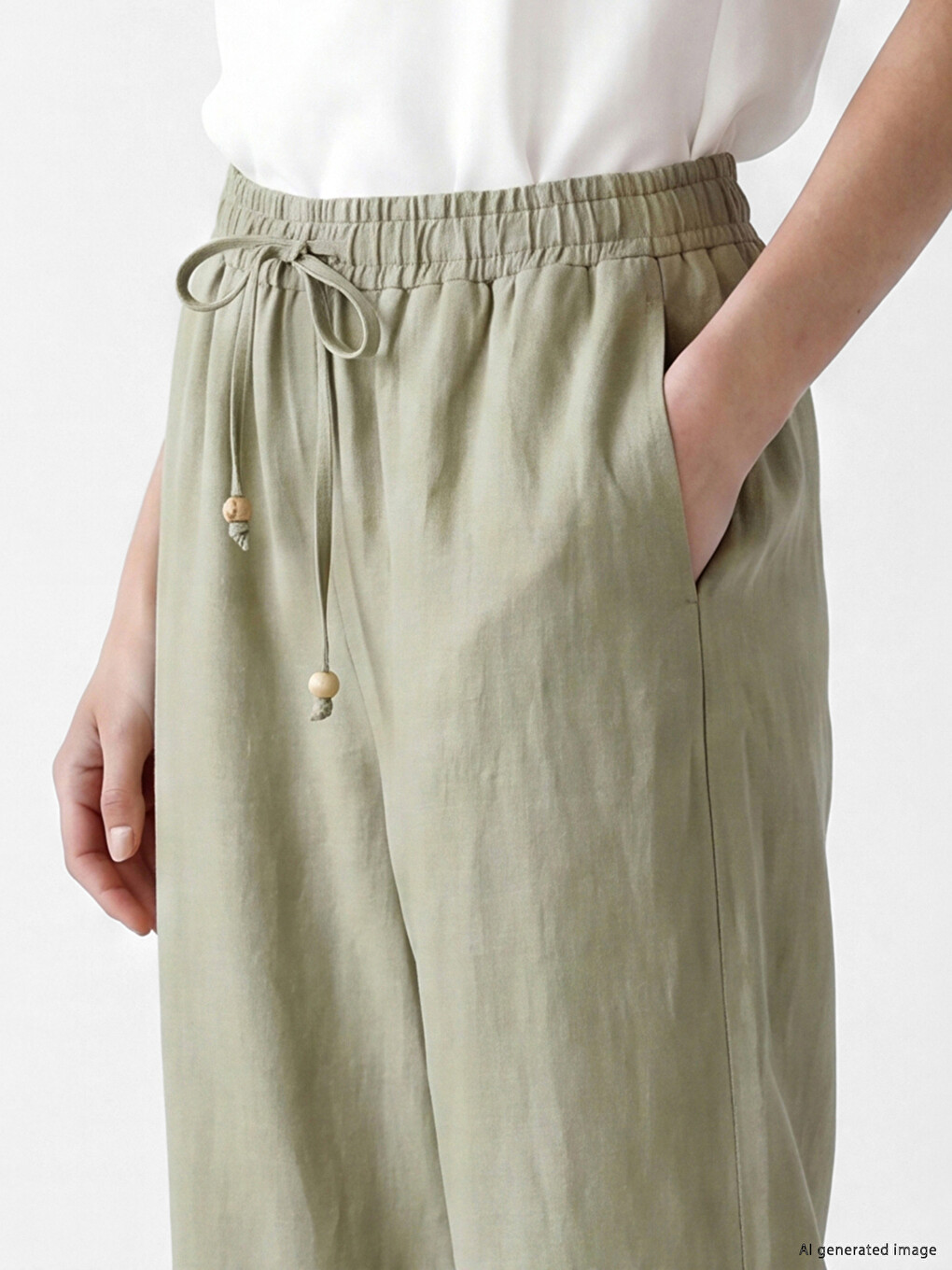 100% Lanene Pantalone Za Žene Sa Elastičnim Strukom-2