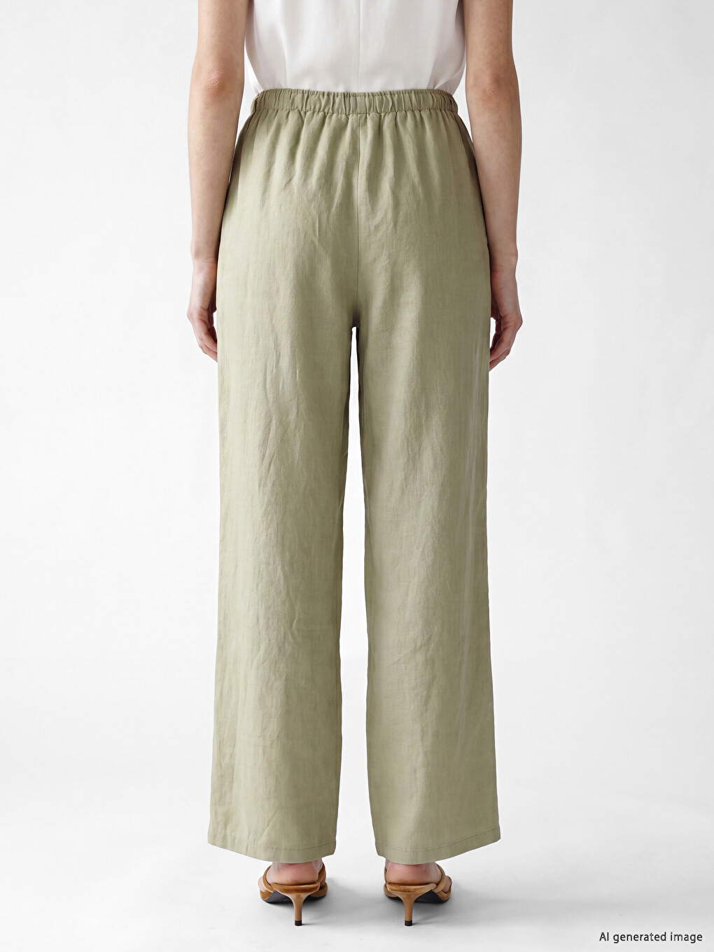 100% Lanene Pantalone Za Žene Sa Elastičnim Strukom-3