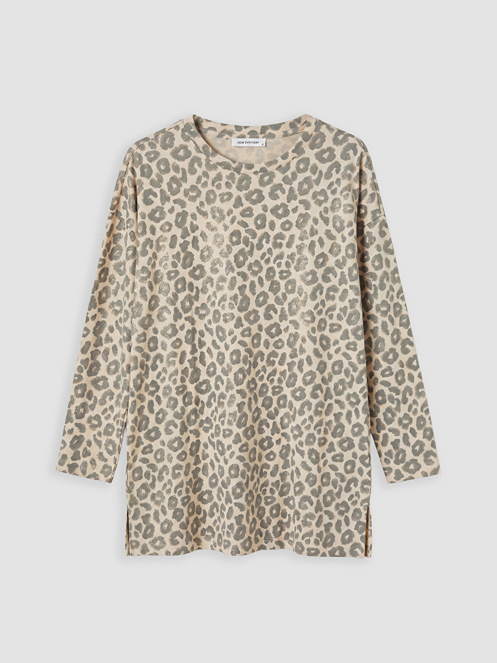 Kahverengi Leopar Desenli Soft Touch Kadın Tunik