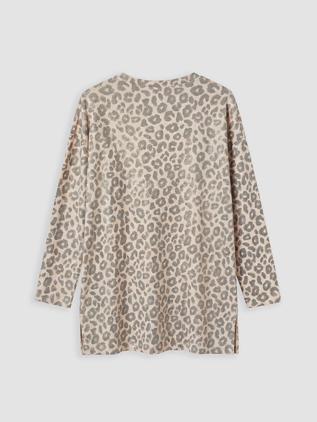 Kahverengi Leopar Desenli Soft Touch Kadın Tunik-1