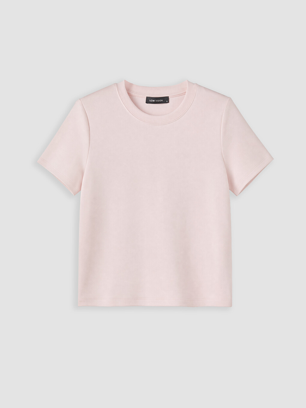 Pembe Bisiklet Yaka Soft Touch Kadın Tişört