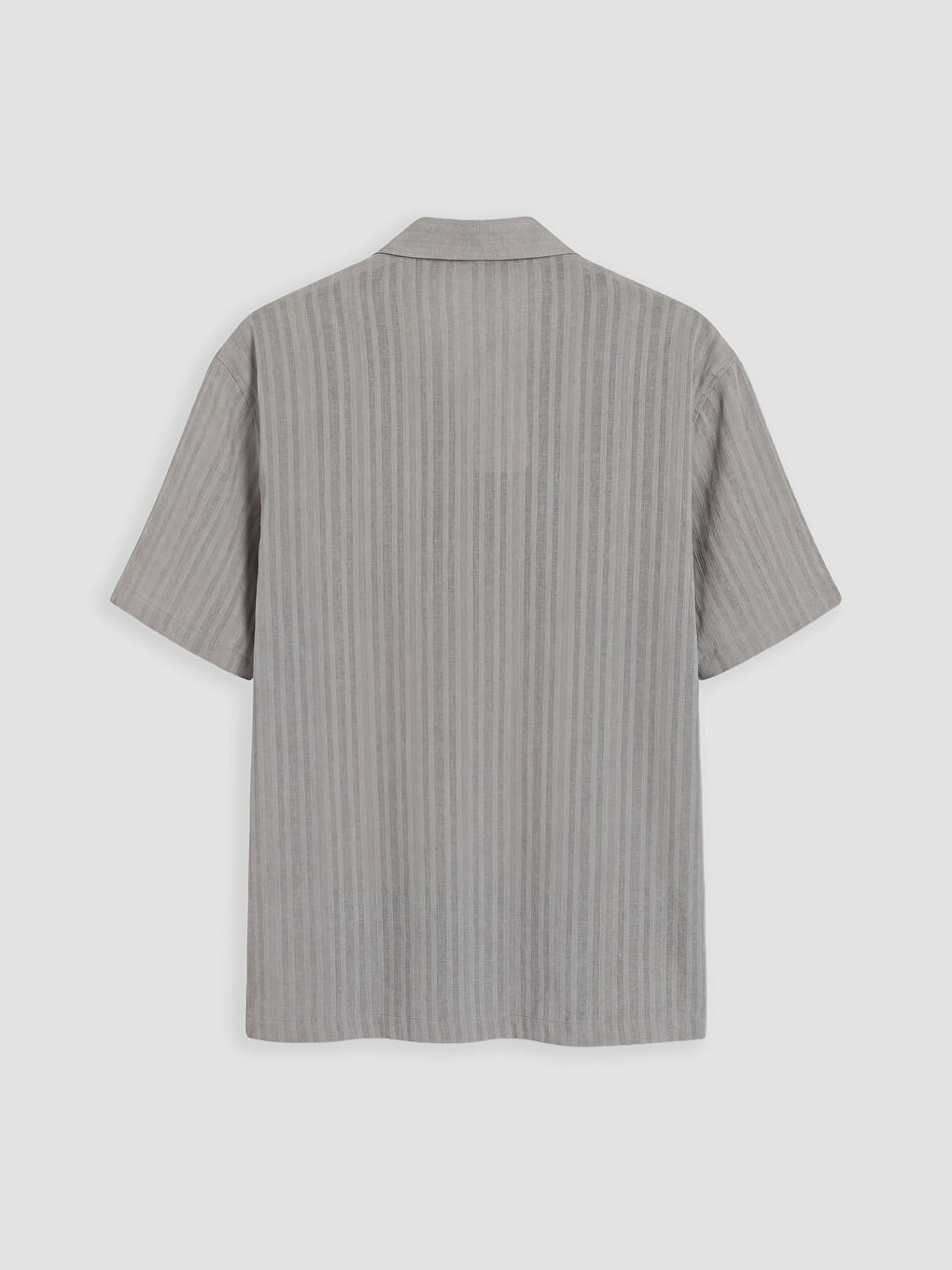 Gri Regular Fit Çizgili Erkek Gömlek-1