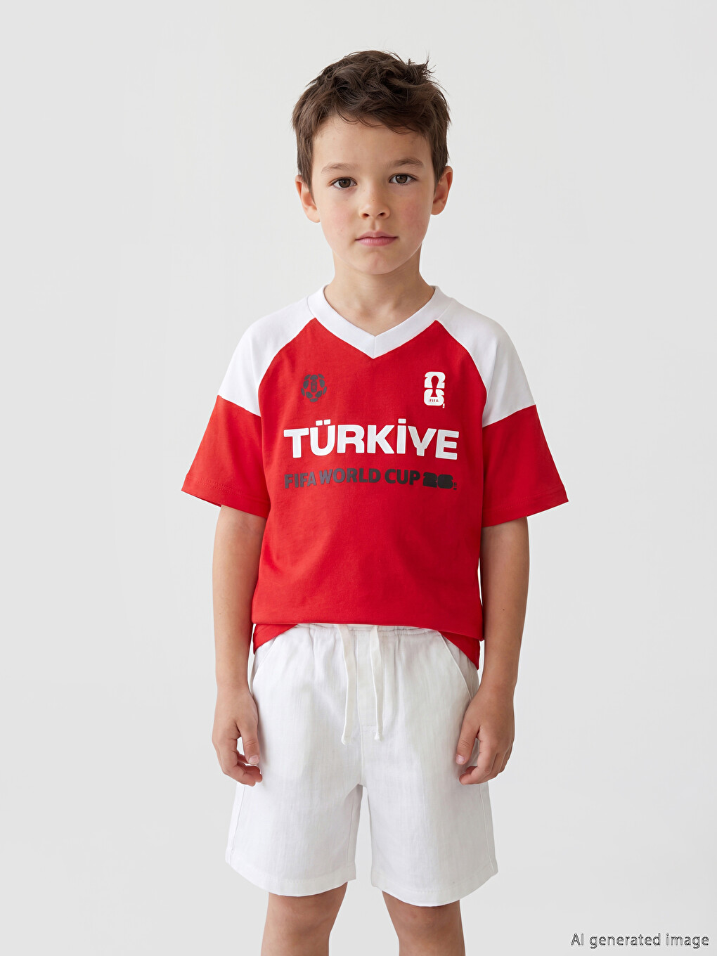 Kırmızı Fıfa 2026 Dünya Kupası Baskılı Erkek Çocuk Tişört-1