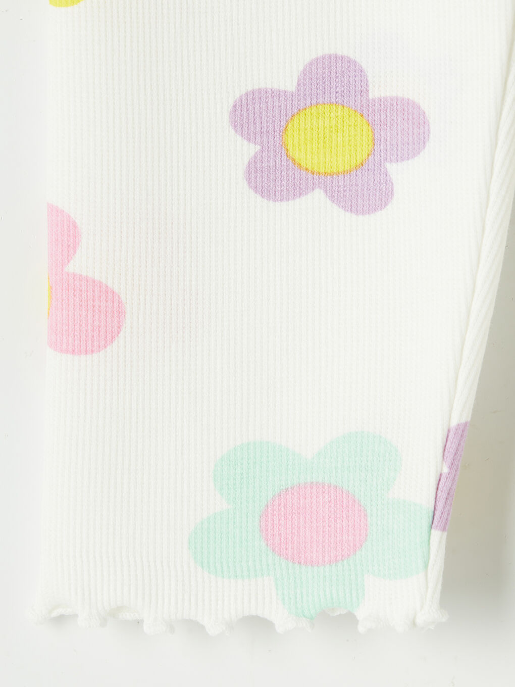 Ekru Çiçekli Kız Çocuk Tayt 2'li-5