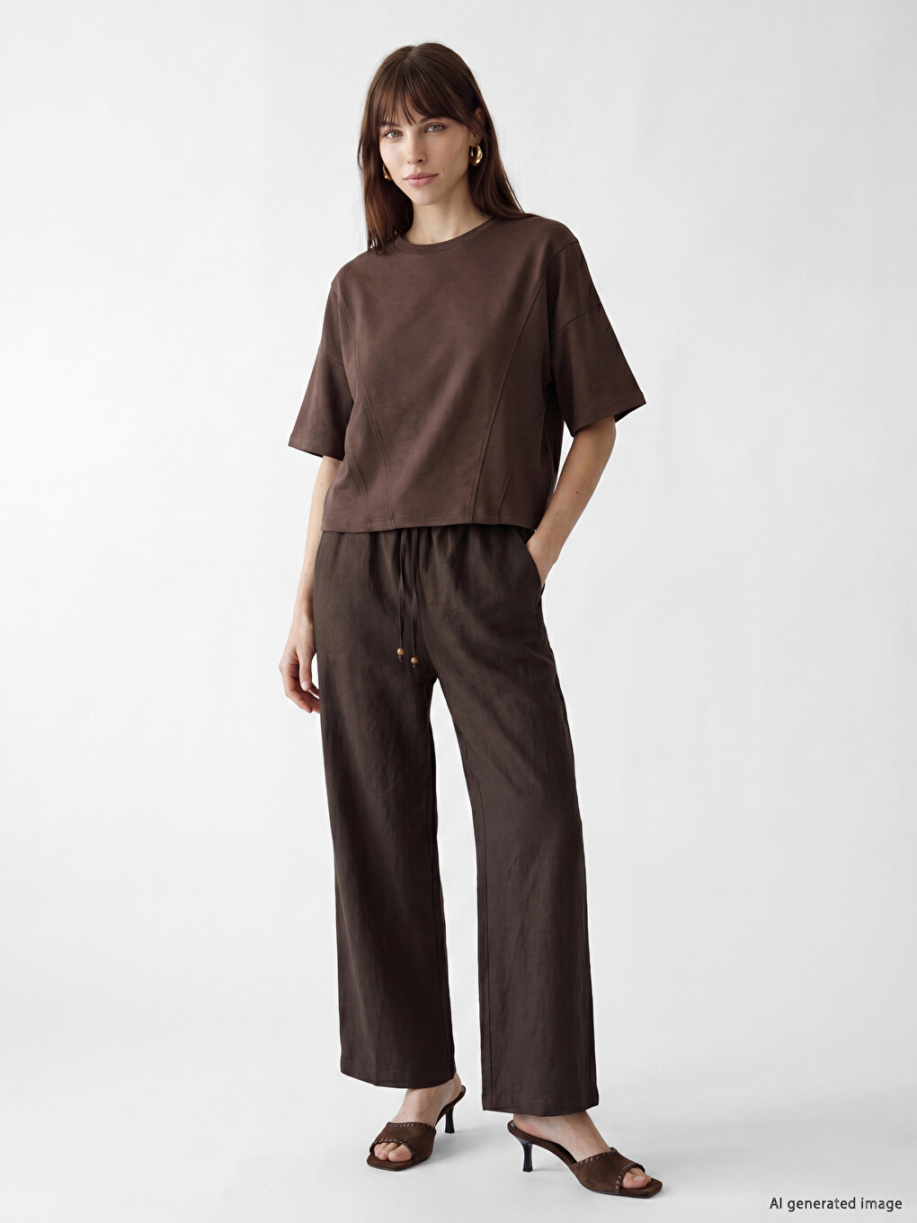Elastic Waist %100 Linen Women's Trousers