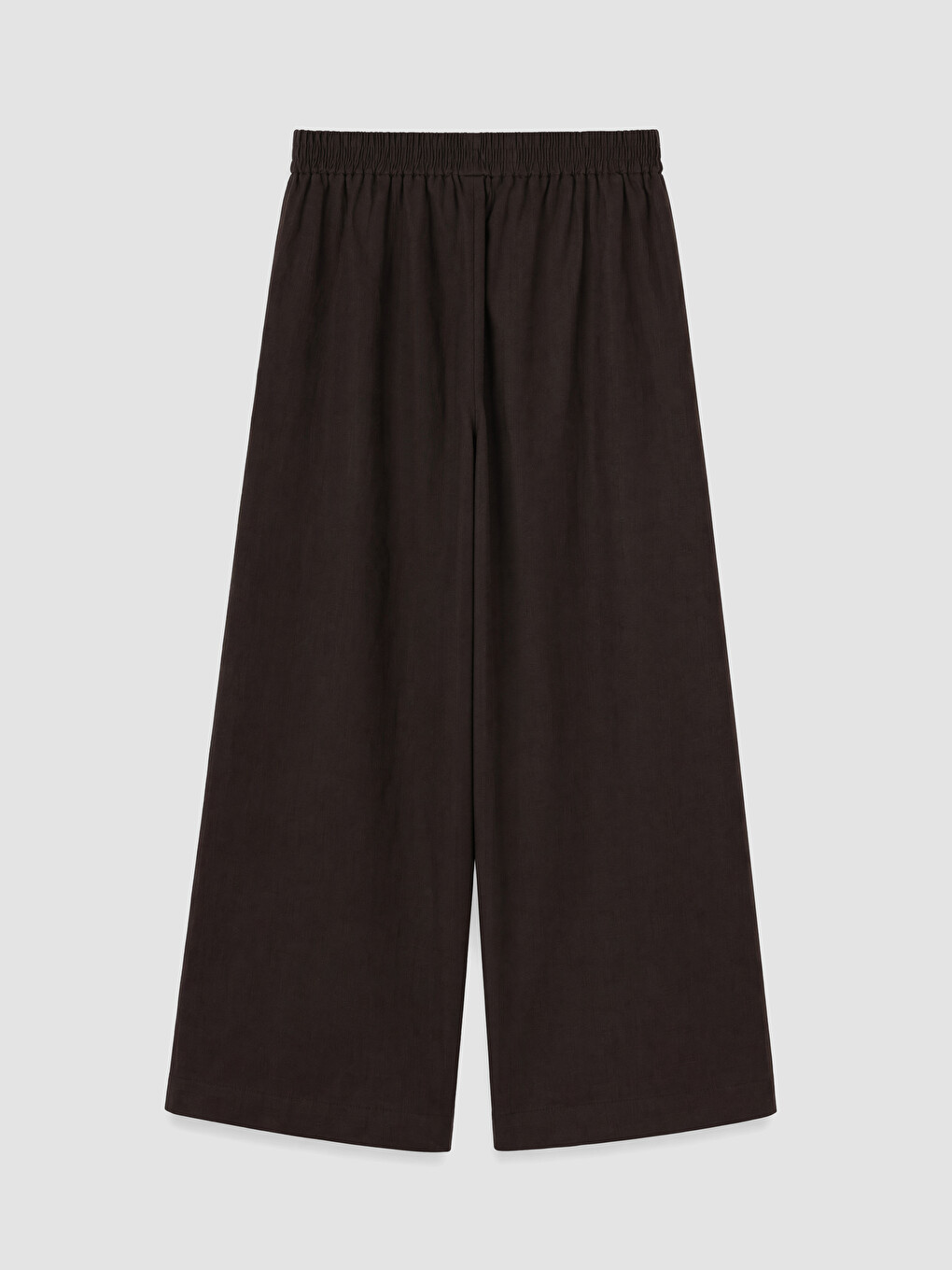 Kahverengi Beli Lastikli %100 Keten Kadın Pantolon-2