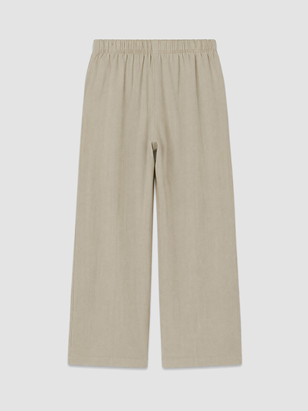 Haki Beli Lastikli Keten Karışımlı Kadın Pantolon-2