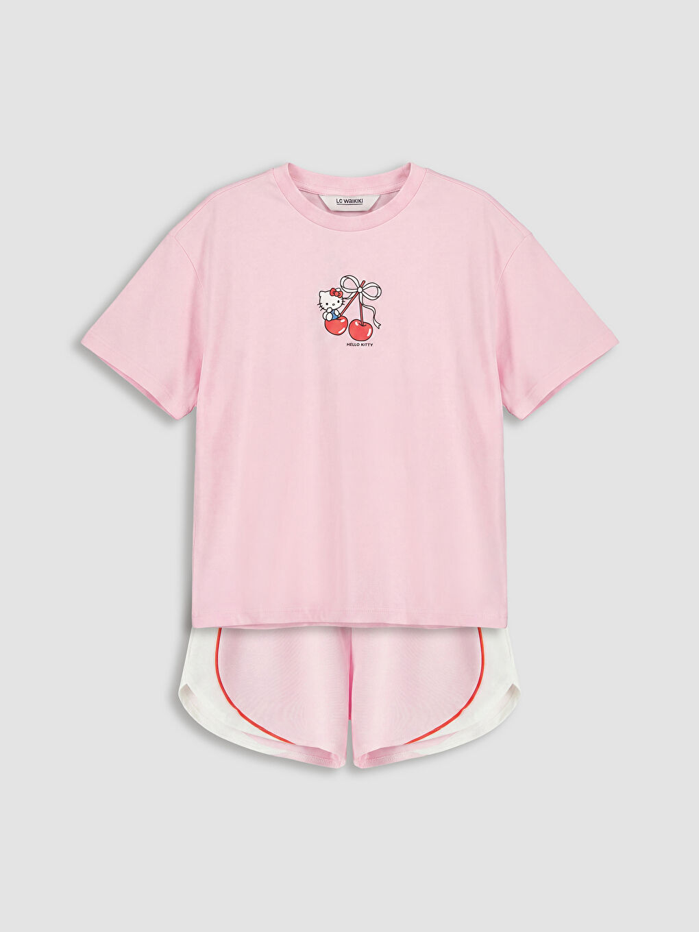 Pembe Hello Kitty Baskılı Kız Çocuk Şortlu Takım