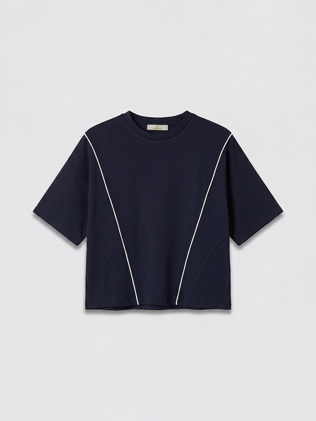 Lacivert Bisiklet Yaka Kadın Tişört