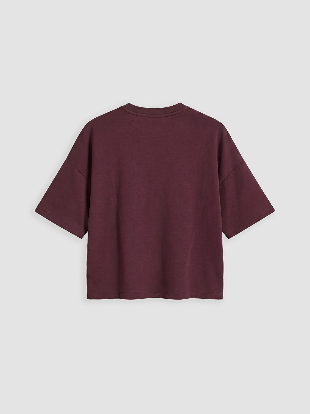 Bordo Bisiklet Yaka Kadın Tişört-1