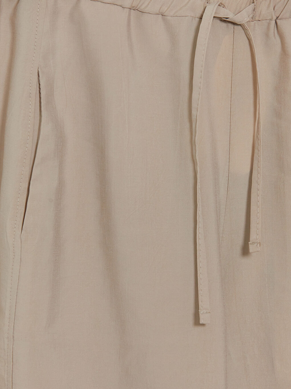 Bej Beli Lastikli Kadın Pantolon-5