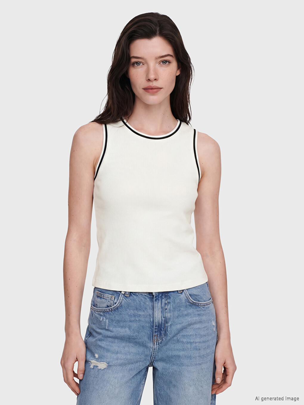 Crew Neck Women's Ribbed Tank Top
