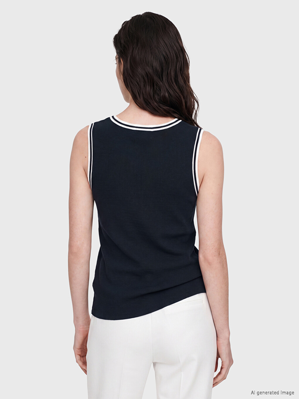 Stripe Detailed Women's Ribbed Tank Top-3