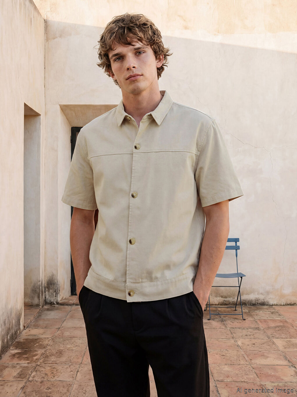 Bej Regular Fit Erkek Gömlek