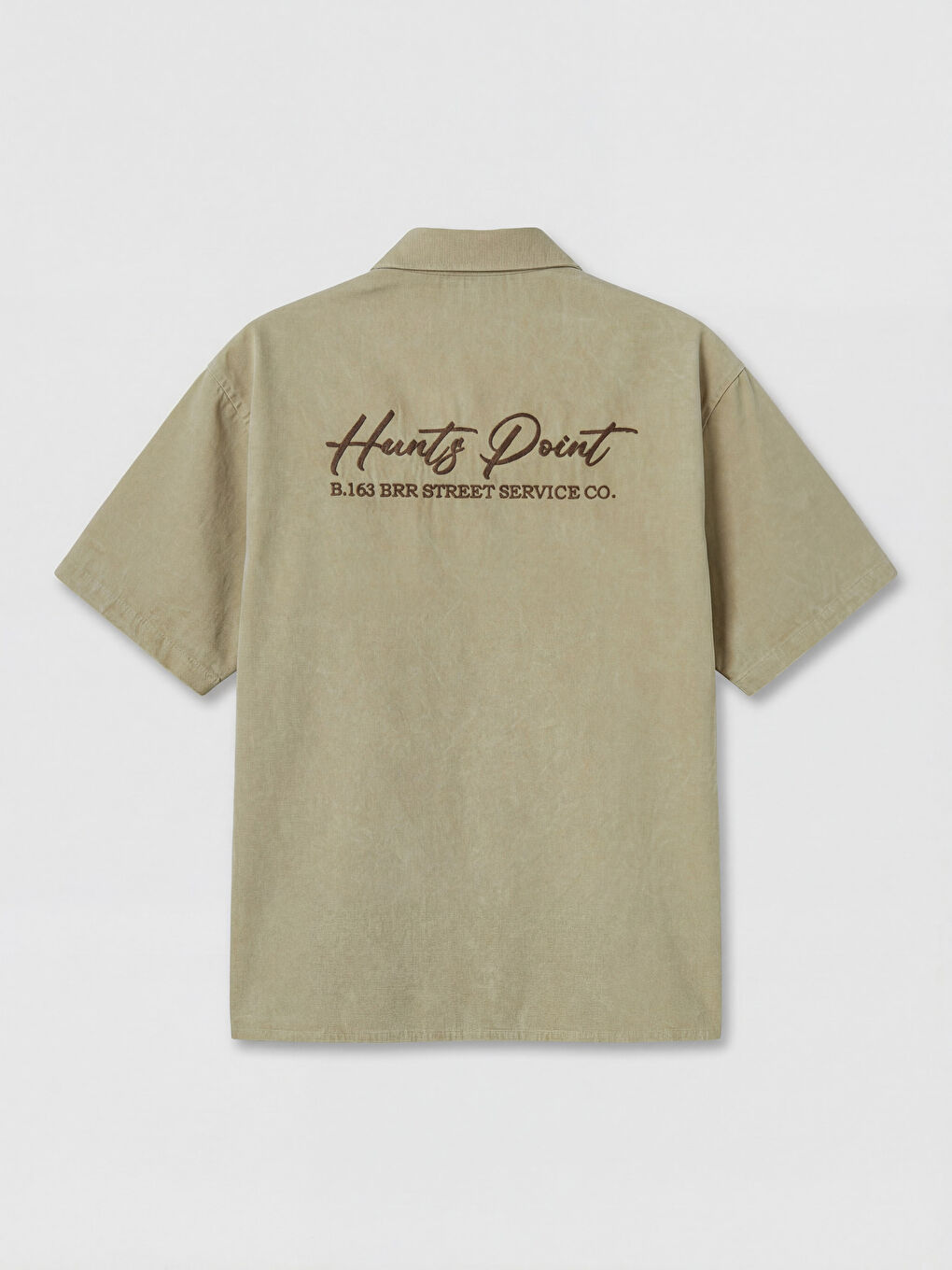 Bej Loose Fit Nakışlı Erkek Gömlek-5