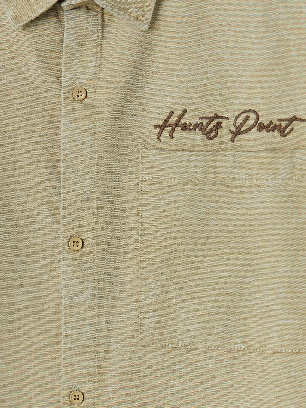 Bej Loose Fit Nakışlı Erkek Gömlek-6