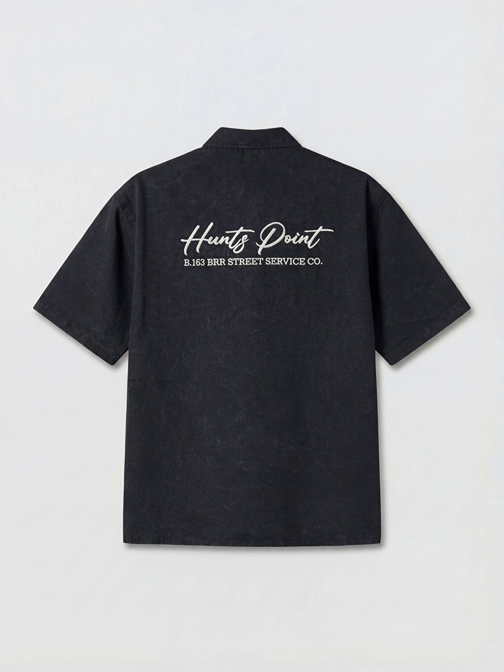 Siyah Loose Fit Nakışlı Erkek Gömlek-4