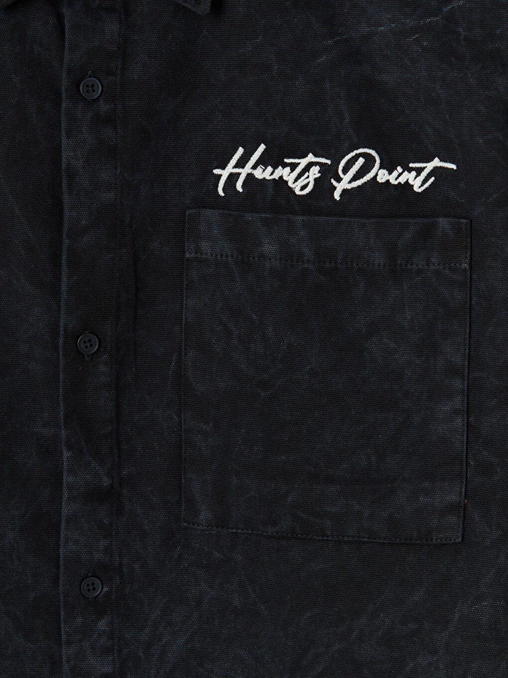 Siyah Loose Fit Nakışlı Erkek Gömlek-5