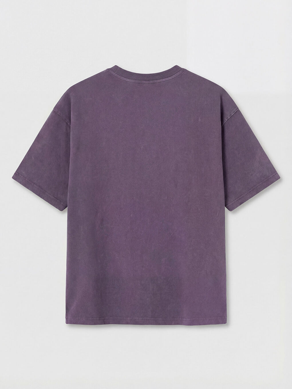 Mor Bisiklet Yaka Nakışlı Erkek Tişört-6