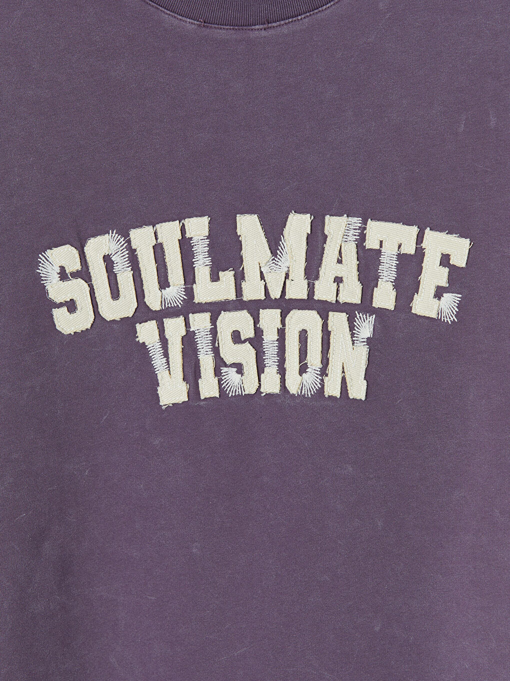 Mor Bisiklet Yaka Nakışlı Erkek Tişört-7