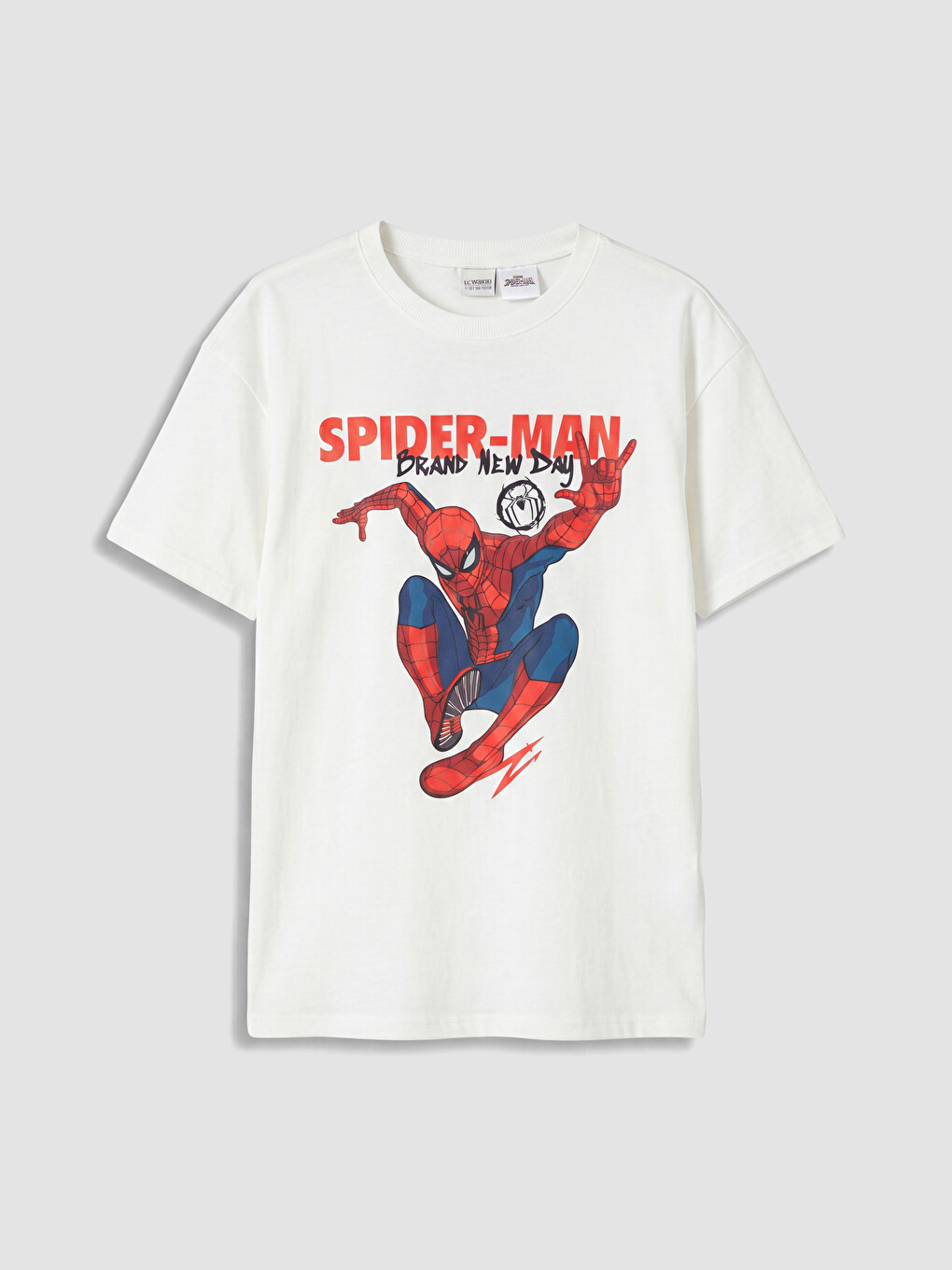 Beyaz Bisiklet Yaka Spider-Man Baskılı Erkek Çocuk Tişört