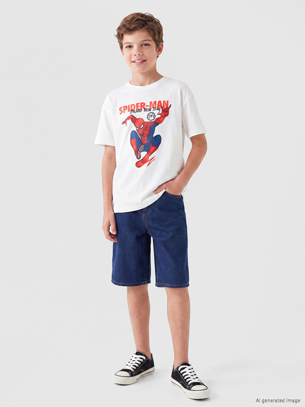 Crew Neck Spider-man Printed Boys' T-shirt-1