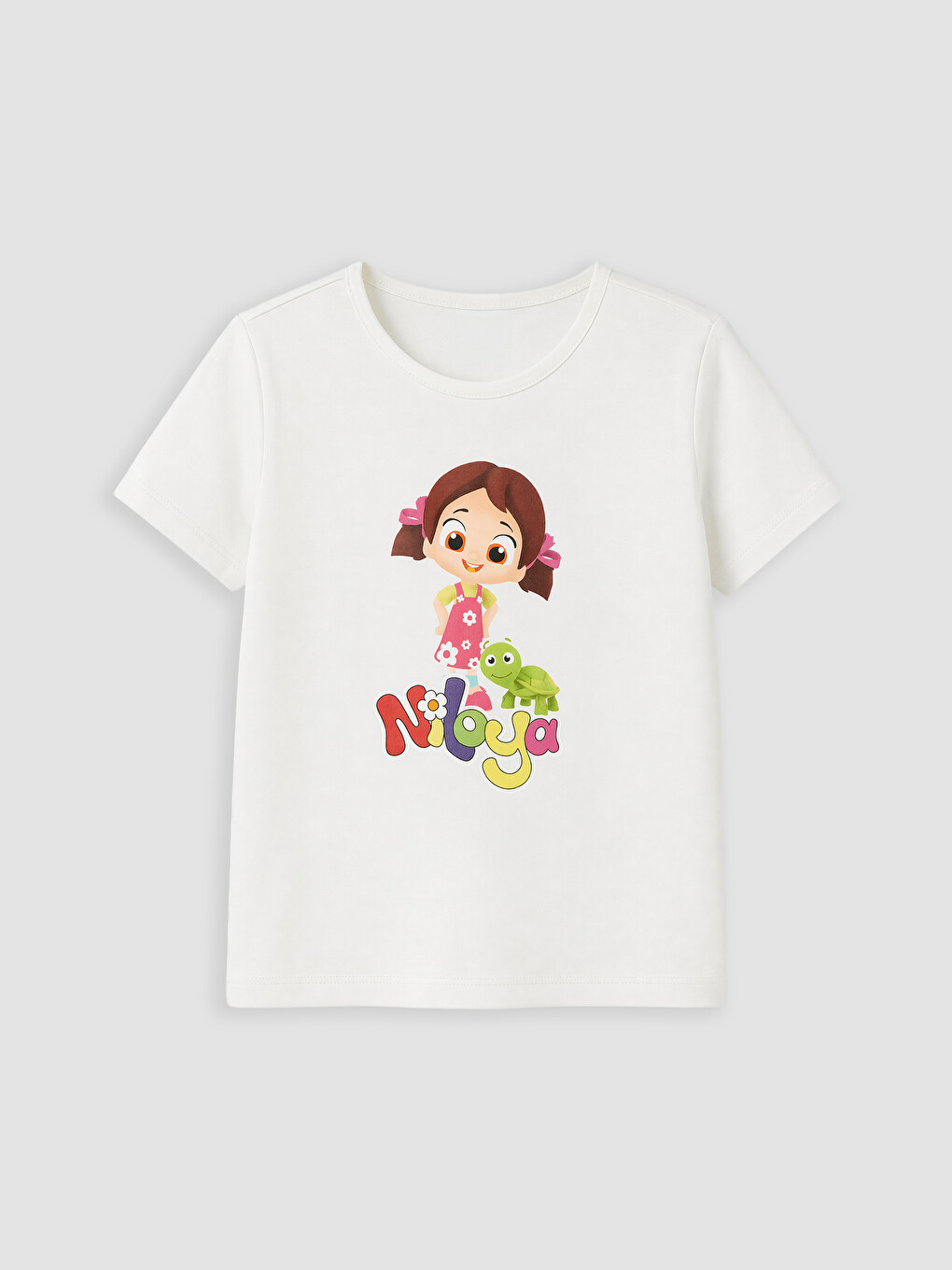 Ekru Niloya Baskılı Kız Çocuk Şortlu Pijama Takımı-1