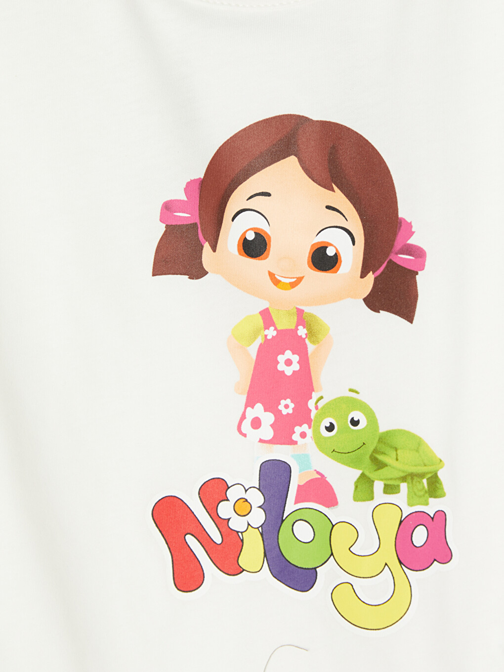 Ekru Niloya Baskılı Kız Çocuk Şortlu Pijama Takımı-2