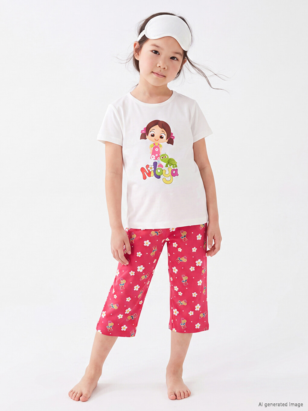 Niloya Printed Girls' Shortie Pyjamas Set