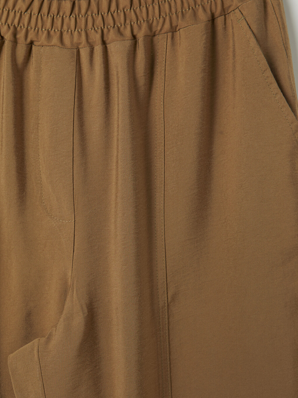 Haki Beli Lastikli Modal Karışımlı Kadın Pantolon-2