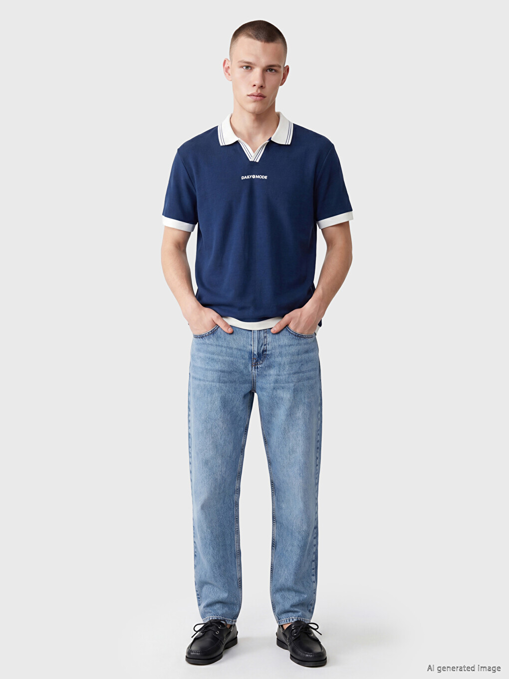 T-shirt Me Jakë Polo I Qëndisur Për Burra-1