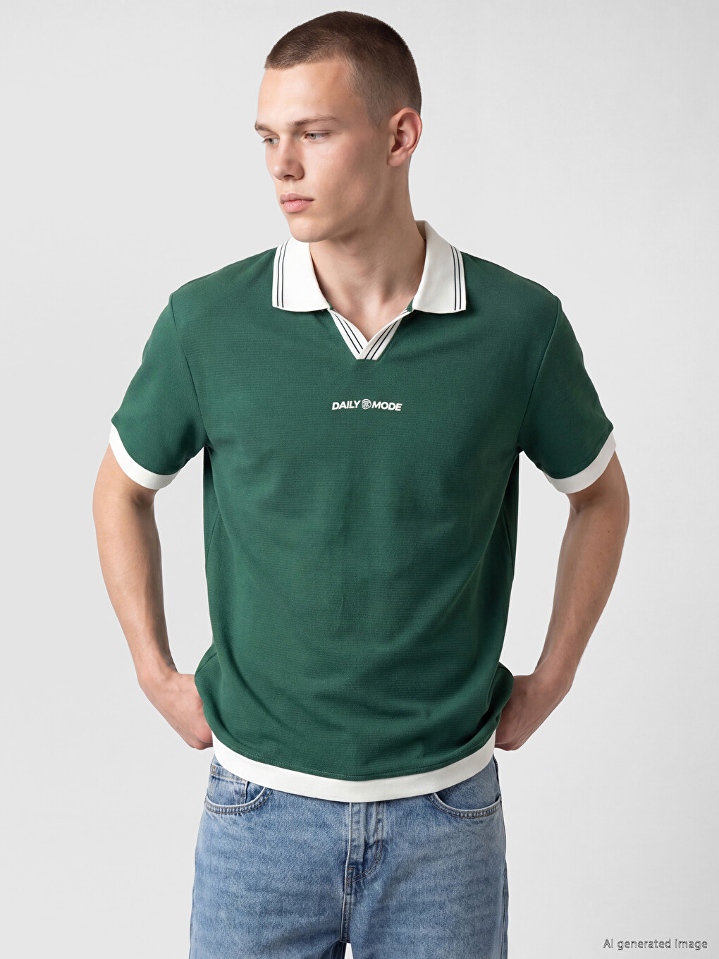 Polo Collar Embroidered Men's T-Shirt