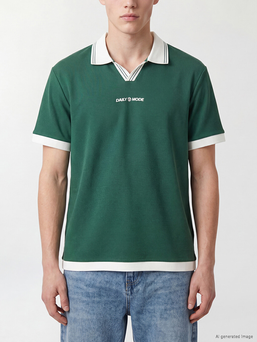Polo Collar Embroidered Men's T-Shirt-2