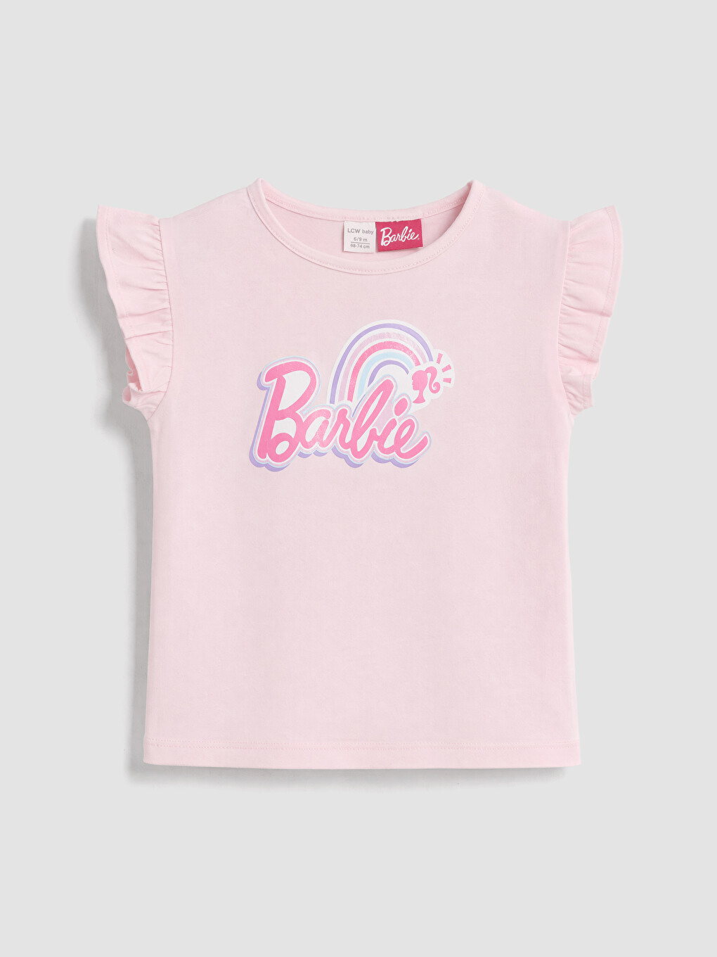 Pembe Barbie Baskılı Kız Bebek Takım-1