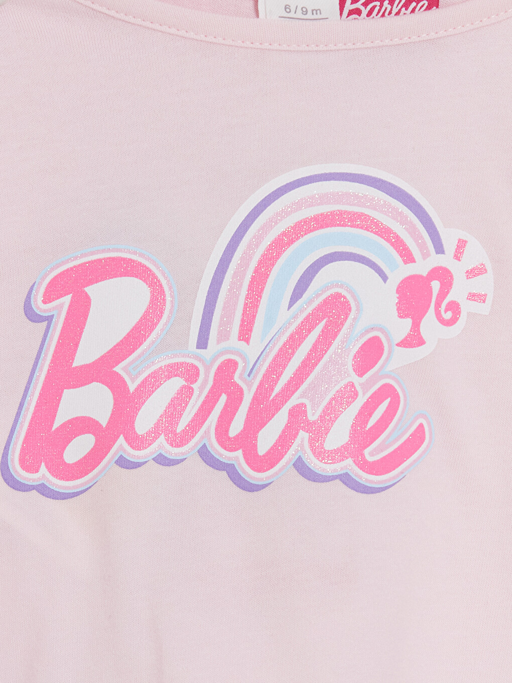 Pembe Barbie Baskılı Kız Bebek Takım-2