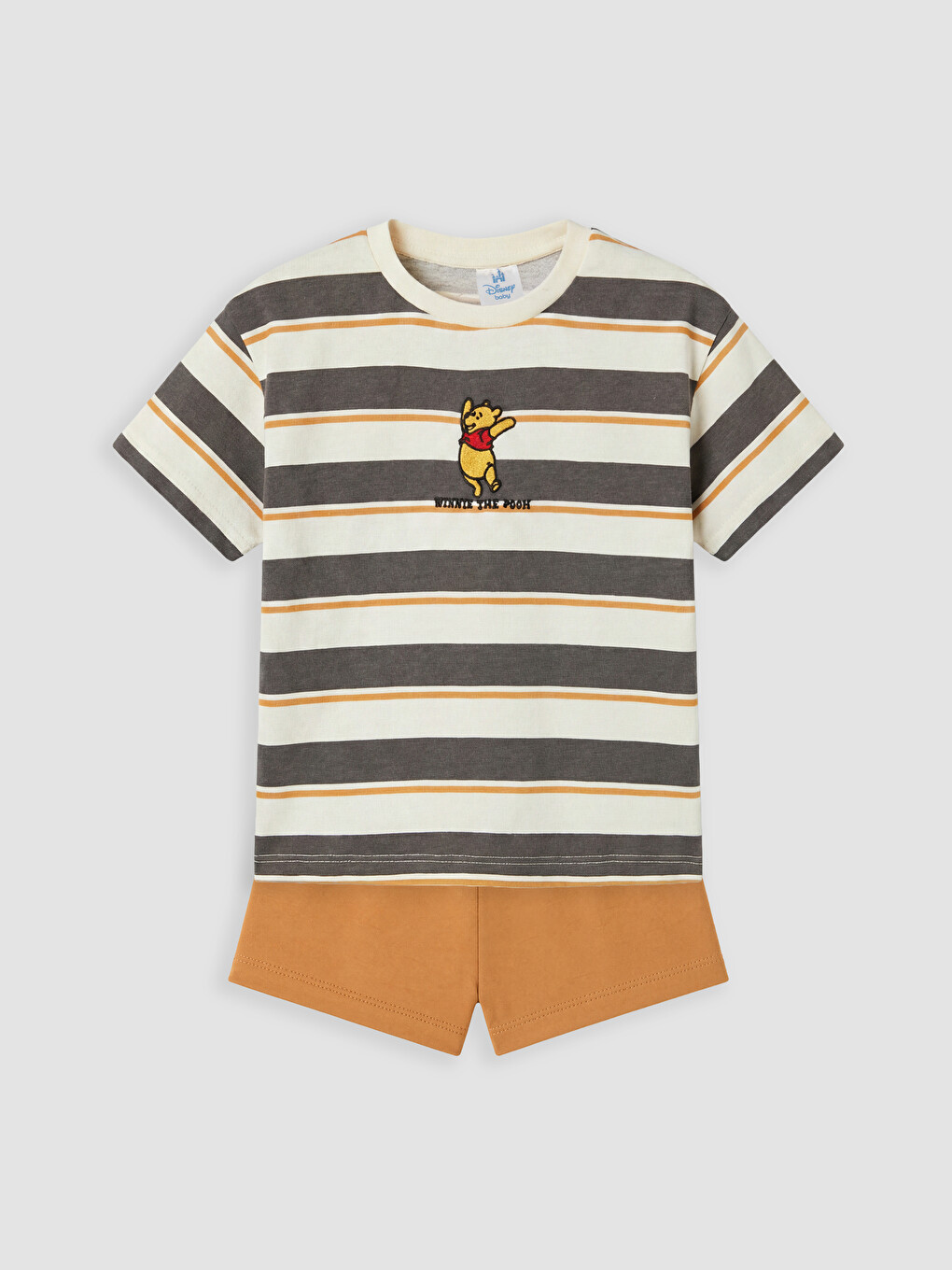 Ekru Winnie the Pooh Nakışlı Erkek Bebek Takım