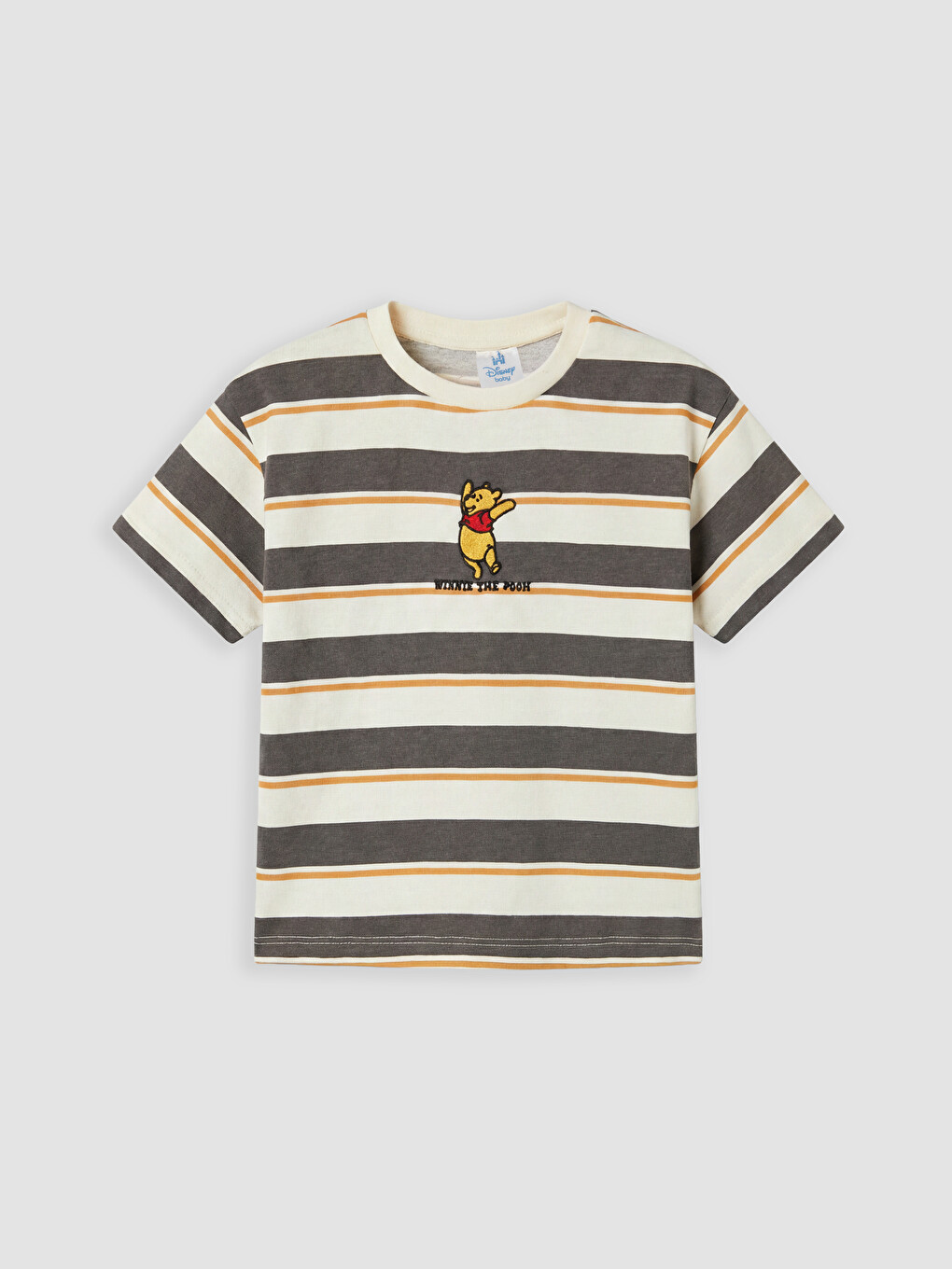 Ekru Winnie the Pooh Nakışlı Erkek Bebek Takım-1