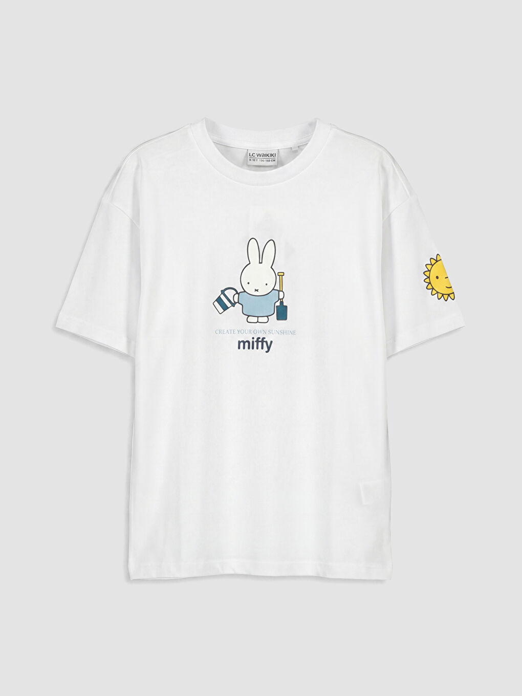 Beyaz Bisiklet Yaka Miffy Baskılı Kız Çocuk Tişört