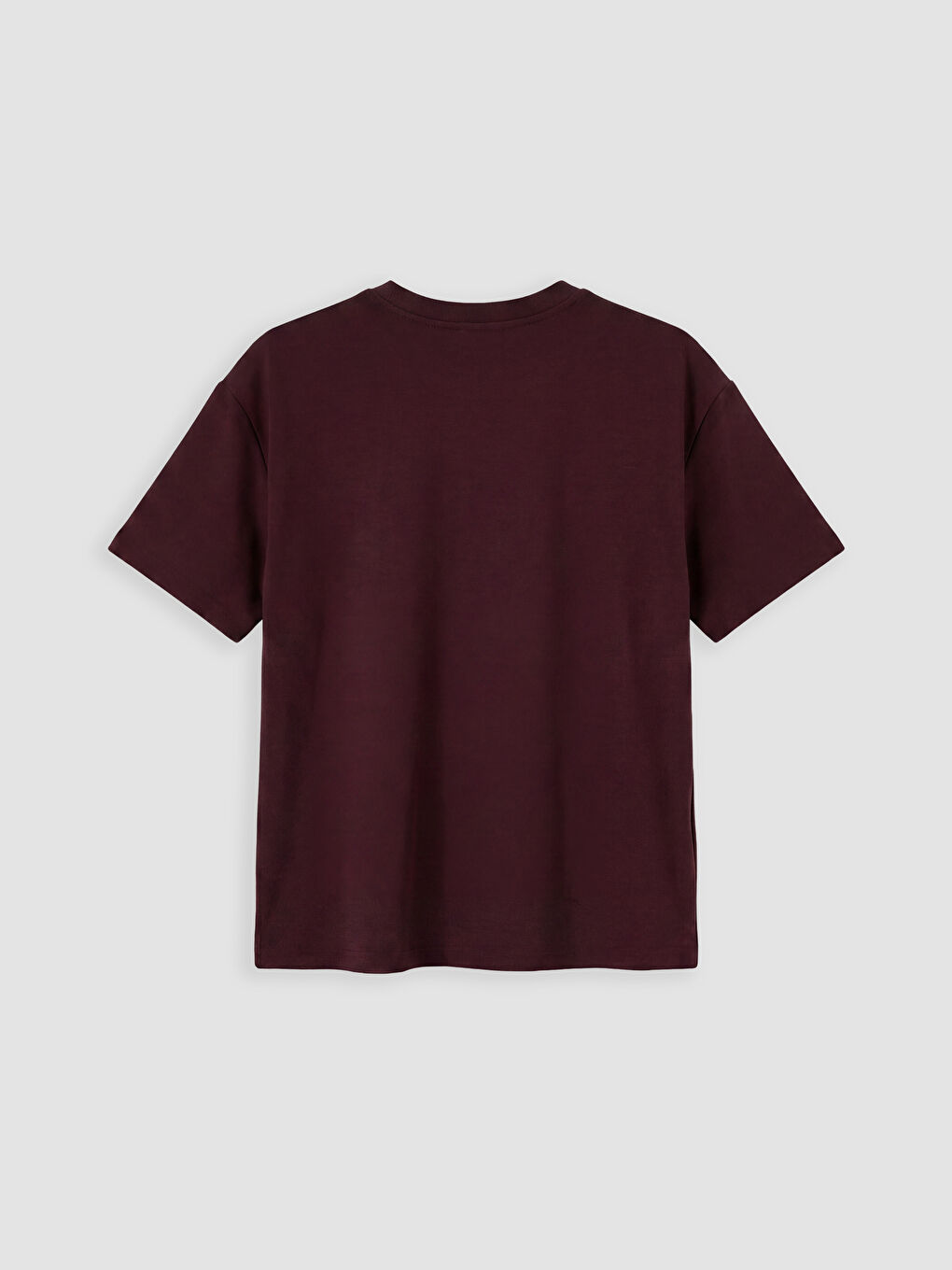 Mürdüm Bisiklet Yaka Oversize Kadın Tişört-5