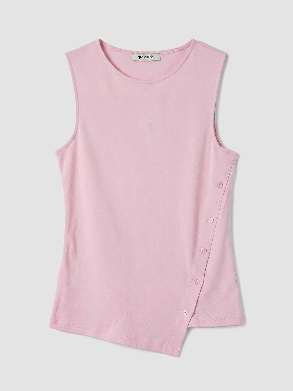 Pembe Bisiklet Yaka Asimetrik Kesim Bluz