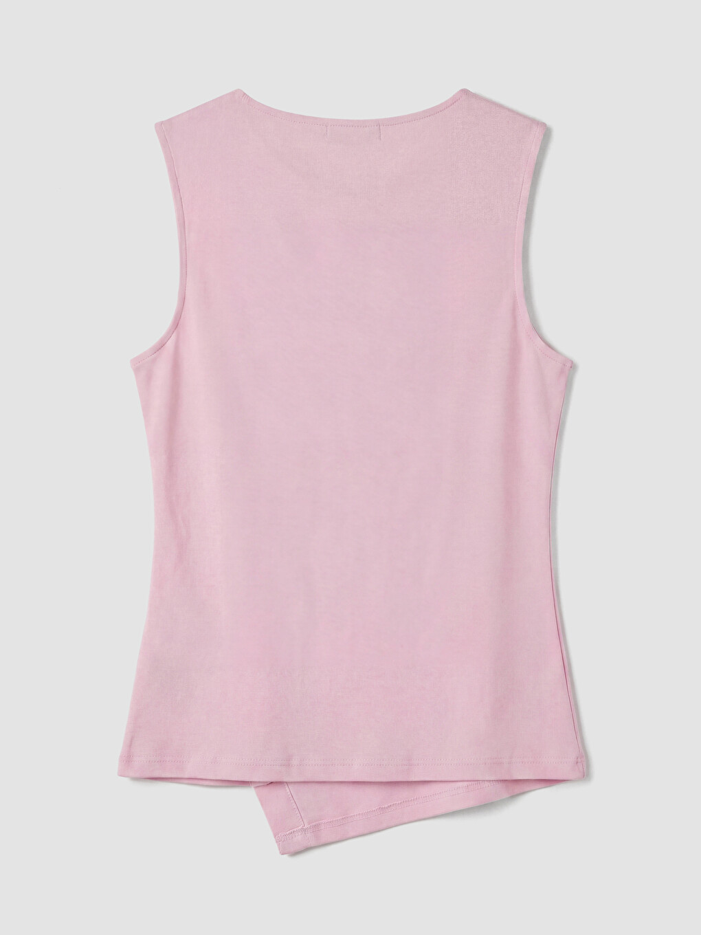 Pembe Bisiklet Yaka Asimetrik Kesim Bluz-3