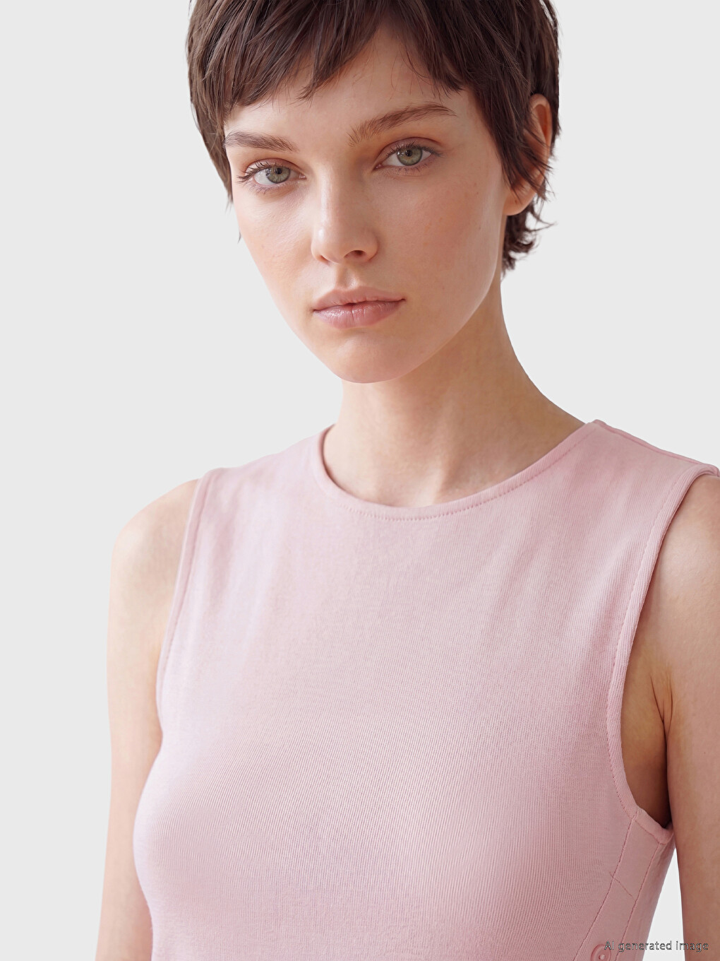 Pembe Bisiklet Yaka Asimetrik Kesim Bluz-2