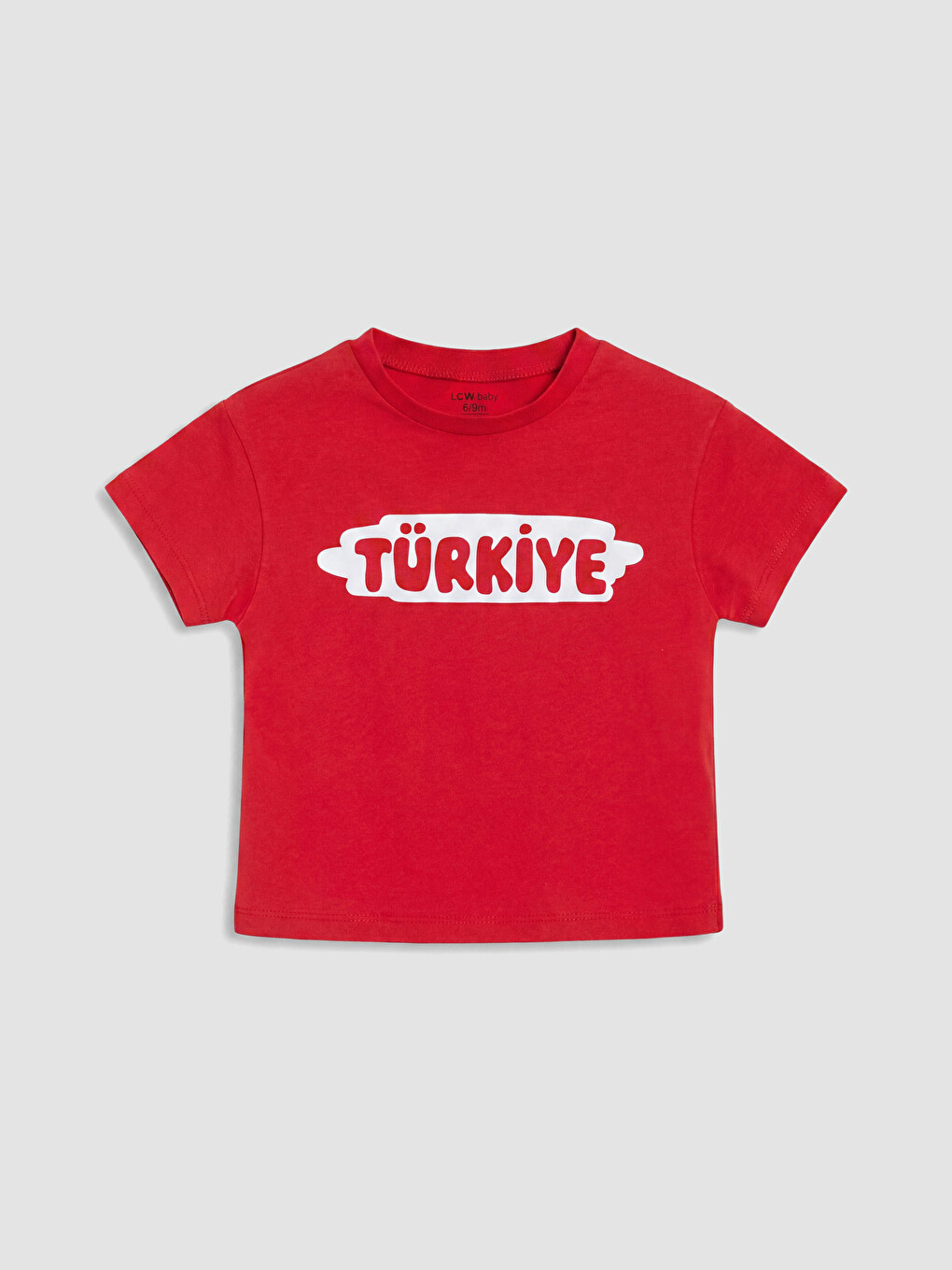 Kırmızı Bisiklet Yaka Baskılı Erkek Bebek Tişört