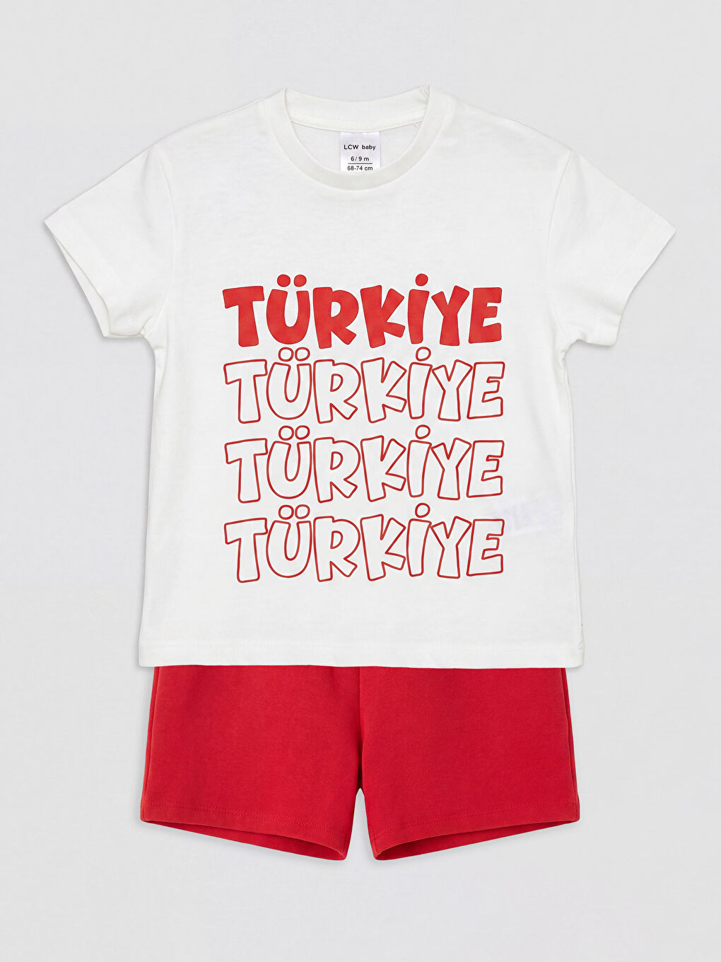 Ekru Türkiye Baskılı Erkek Bebek Şortlu Takım