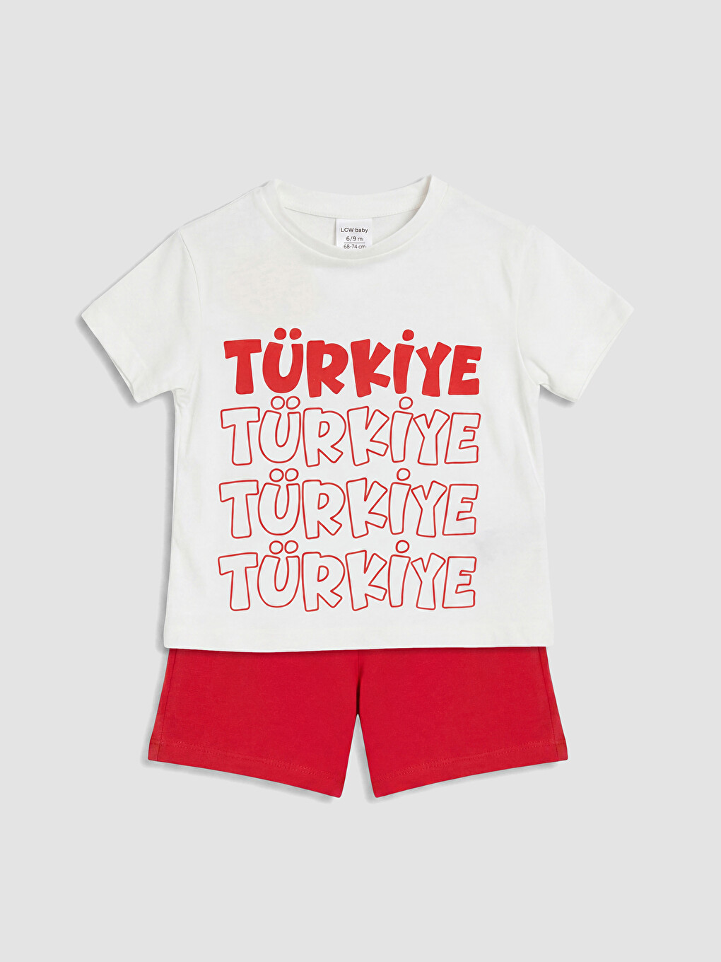 Ekru Türkiye Baskılı Erkek Bebek Şortlu Takım-2